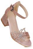  Zete Kum Simli Kız Çocuk 4 Cm Topuklu Sandalet Abiye Ayakkabı