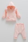 TINY LACE KAPÜŞONLU İKİLİ ALT ÜST TAKIM - CARAMELL  - TKK1890 - Pembe - 9 - 12 Ay - TKK1890-Pembe-9 - 12 Ay Pembe