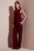 Lela Wide Leg Yüksek Bel Geniş Paça Palazzo Bayan Pantolon 65271262 BORDO