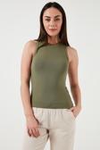 Fashion Friends Slim Fit Halter Yaka Fitilli Bayan Atlet 25Y0479K1 HAKİ