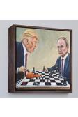 Ahşap Çerçeveli Donald Trump - Vladimir Putin Santranç OyOxyteeztabloken Tablosu-8316