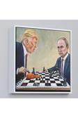 Ahşap Çerçeveli Donald Trump - Vladimir Putin Santranç OyOxyteeztabloken Tablosu-8316
