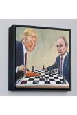 Ahşap Çerçeveli Donald Trump - Vladimir Putin Santranç OyOxyteeztabloken Tablosu-8316