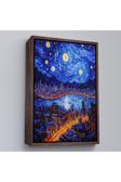 Ahşap Çerçeveli Vincent Van Gogh Tarzı New York Manzara Tablosu-7700