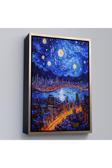 Ahşap Çerçeveli Vincent Van Gogh Tarzı New York Manzara Tablosu-7700