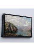 Ahşap Çerçeveli Robert Schultze' Komo Gölü Tablosu - Bellagio By Lake Como-7018