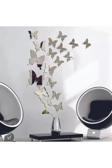 Numa Concept Kelebek 10'Lu Gümüş Pleksi Duvar Süsü Duvar Dekorasyon Her Biri 6X5 Cm