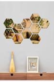 Numa Concept Altıgen Bal Peteği Aynalı Gold Pleksi Duvar Dekorasyon Lazer Kesim 6 Adet 10X10 Cm Kenar 6 Cm