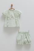 LITTLE GIRL ÖN NAKIŞLI BLUZ ŞORT TAKIM Yeşil