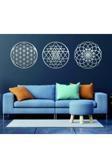 Numa Concept Yaşam Çiçeği Sri Yantra Torus Nefesi Üçlü Gümüş Rengi Aynalı Pleksi Dekoratif Tabloshri Yantra