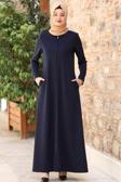 Nisa Fermuarlı Ferace Lacivert