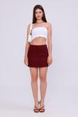 La Pante Normal Bel Arkası Şort Görünümlü Bordo Mini Şortlu Etek