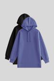 Oversize Kapüşonlu 2li Paket Siyah-Eflatun Kadın Tunik Sweatshirt - 97242