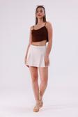 La Pante Önden Pileli Bej Şort Etek
