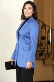Yaren Astarlı Saten Ceket Mavi
