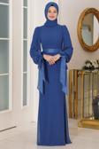 Firuze Tesettür Abiye İndigo