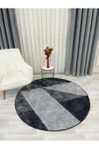 Brillant Gri Renk Geometrik Desen Kaymaz Taban Yolluk Halı