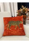 Brillant %100 Kadife Leopar Desenli Kırlent Yastık Kılıfı