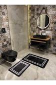 Brillant Tracy 2'Li Lateks Taban Banyo Paspas Takımı -(Ebat 60X100 60X50) Siyah