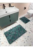Brillant 2'Li Lateks Deri Taban Banyo Paspas Takımı (60X100 - 60X50) Yeşil
