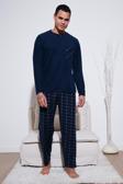 Buratti Kareli Yumuşak Dokulu Regular Fit Uzun Kollu Erkek Pijama Takımı 609611060 LACİVERT