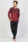 Espuar Erkek Jakarlı Düğmeli Uzun Kollu Büyük Beden Pijama Takımı