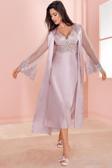 Espuar Kadın Saten Uzun Gecelik Ve Sabahlık Takımı 275 Pudra (S)