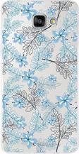 Printify Samsung Galaxy A9 Uyumlu Kapak Floral Mavi Tasarımlı Şeffaf Silikon Kılıf