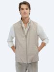 Açık Bej Regular Fit Dik Yaka Casual Dokuma Spor Yelek