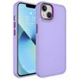 iPhone 14 Uyumlu Metal Çerçeve ve Buton Tasarımlı Sert KHYR Botox Kılıf-Lila