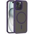iPhone 16 Pro Kılıf Magsafe Şarj Özellikli Mat Arka Yüzey KHYR Sio Kapak-Derin Mor