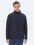 Lacivert Regular Fit Dik Yaka Casual Dokuma Mont