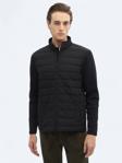 Siyah Regular Fit Dik Yaka Casual Dokuma Mont