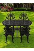 İvf Isparta Model Ferforje Görünümlü Plastik Oval 4'Lü Masa Ve Sandalye Takım Balkon Bahçe Takımı İç/Dış