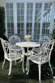 Ceritti Ferforje Görünümlü Masa Ve Sandalye, Dış Mekanda Kullanılabilir 4 Kişilik Plastik Beyaz Masa Takımı