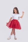 Gökkuşağı Tütülü Kız Çocuk Parti Etek M00727 KIRMIZI