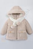 Atkı Kapüşonlu Cepli İçi Peluş Kürklü Fermuarlı Kapitone Kar Şişme Kışlık Kız Bebek Mont Çocuk Kaban