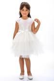 Mnk Kız Çocuk Pullu Tüllü Parti Elbisesi BEYAZ