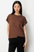 On Kadın Önü Verev Sıfır Yaka Bluz 61584 Kahverengi
