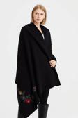Desen Triko Kadın Köşeleri Nakış İşlemeli Şal 23022 Siyah