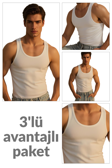3 lü Erkek %100 Pamuklu Süprem Atlet 114