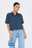 JDY Kadın Jdypower Çizgili Kısa Kollu Gömlek 15347235 Lacivert