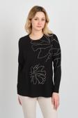 Detay Triko Kadın Boncuk İşlemeli Desenli Uzun Kol Anne Bluz 5737 Siyah