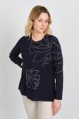 Detay Triko Kadın Boncuk İşlemeli Desenli Uzun Kol Anne Bluz 5737 Lacivert