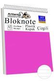 Telli Masaüstü Not Defteri Çizgili A5 Orta Boy 1 Adet Masa Üstü Plastik Kapaklı Spiralli Bloknot Blocknote 80 Yaprak