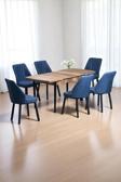 Kaktüs Avm Luna Ceviz 80 X 132 Açılabilen Mdf Masa Siyah Metal Ayaklı Mutfak Masası 6 Lacivert Sandalye
