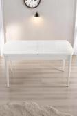 Kaktüs Avm Milas Serisi 80 X 132 Açılabilen Beyaz Mdf Mutfak Masası, Yemek Masası Metal Ayak
