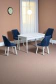 Kaktüs Avm Florn Beyaz 80 X 132 Açılabilen Mdf Masa Metal Ayaklı Mutfak Masası Takımı 4 Lacivert Sandalye