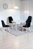 Kaktüs Avm Still Beyaz Mdf 70X110 Sabit Mutfak Masası Takımı Beyaz Metal Ayak 4 Antrasit Sandalye