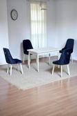 Kaktüs Avm Still Beyaz Mdf 70X110 Sabit Mutfak Masası Takımı Beyaz Metal Ayak 4 Lacivert Sandalye